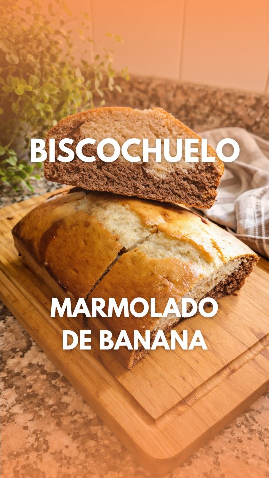 🍌🍫 Bizcochuelo marmolado de banana 🍌🍫